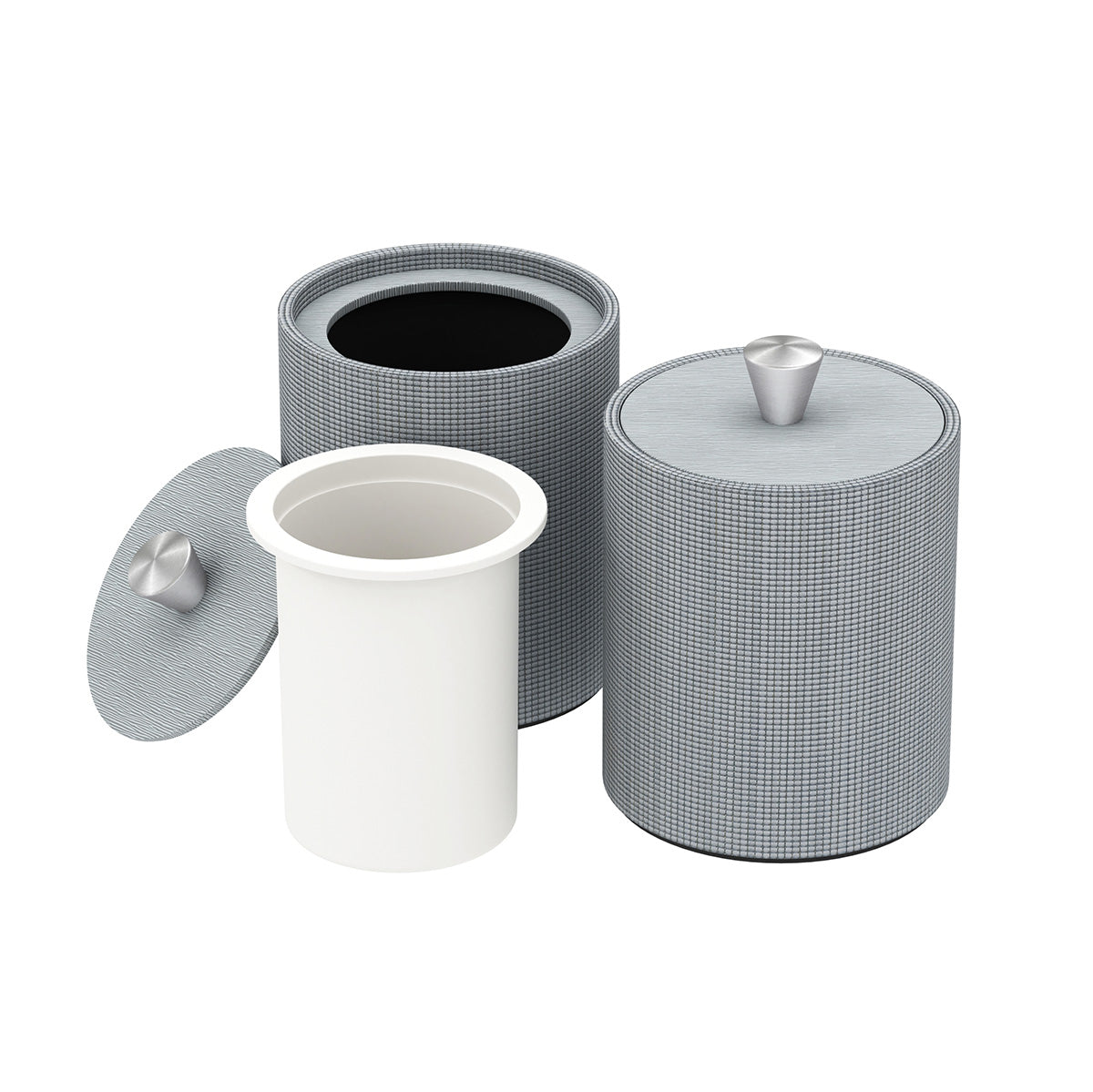 Round Ice Bucket w/ Aluminum Knob - Classic Weave Woven Foam - Signature Collection