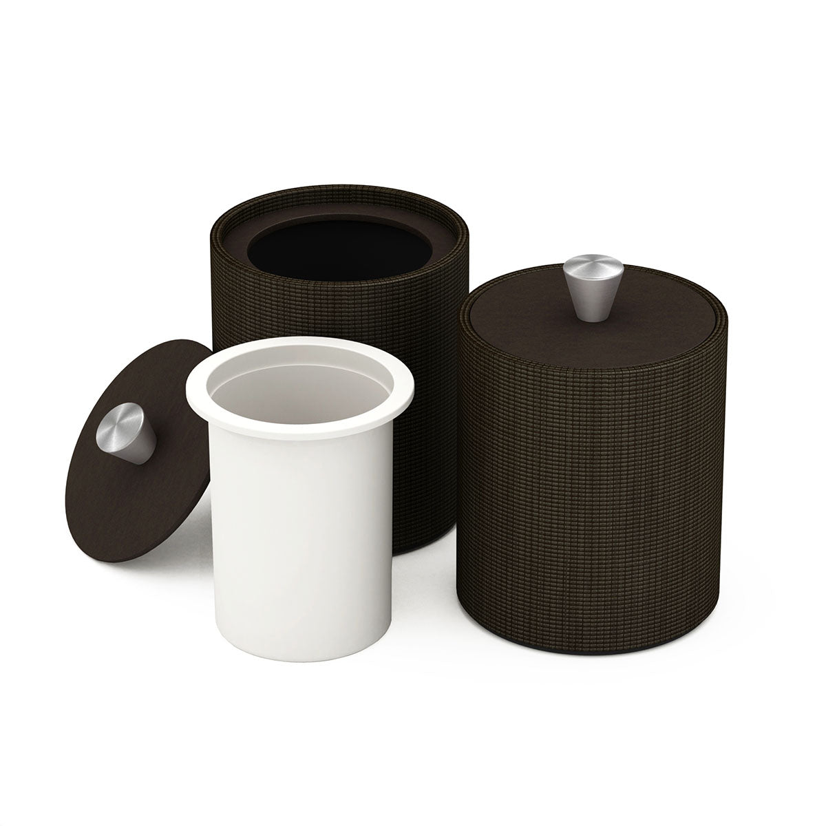 Round Ice Bucket w/ Aluminum Knob - Classic Weave Woven Foam - Signature Collection