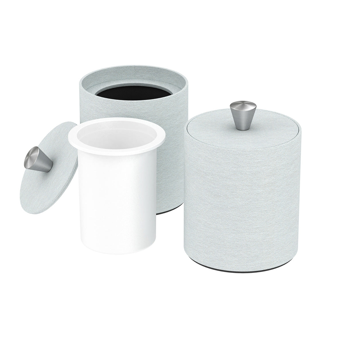 Round Ice Bucket w/ Aluminum Knob - Smooth Leather Match - Signature Collection