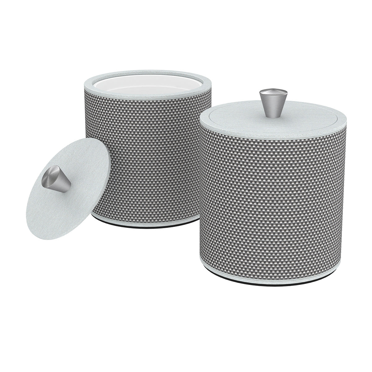 Large Round Ice Bucket w/ Aluminum Knob - Broadweave Leather Match - Signature Collection