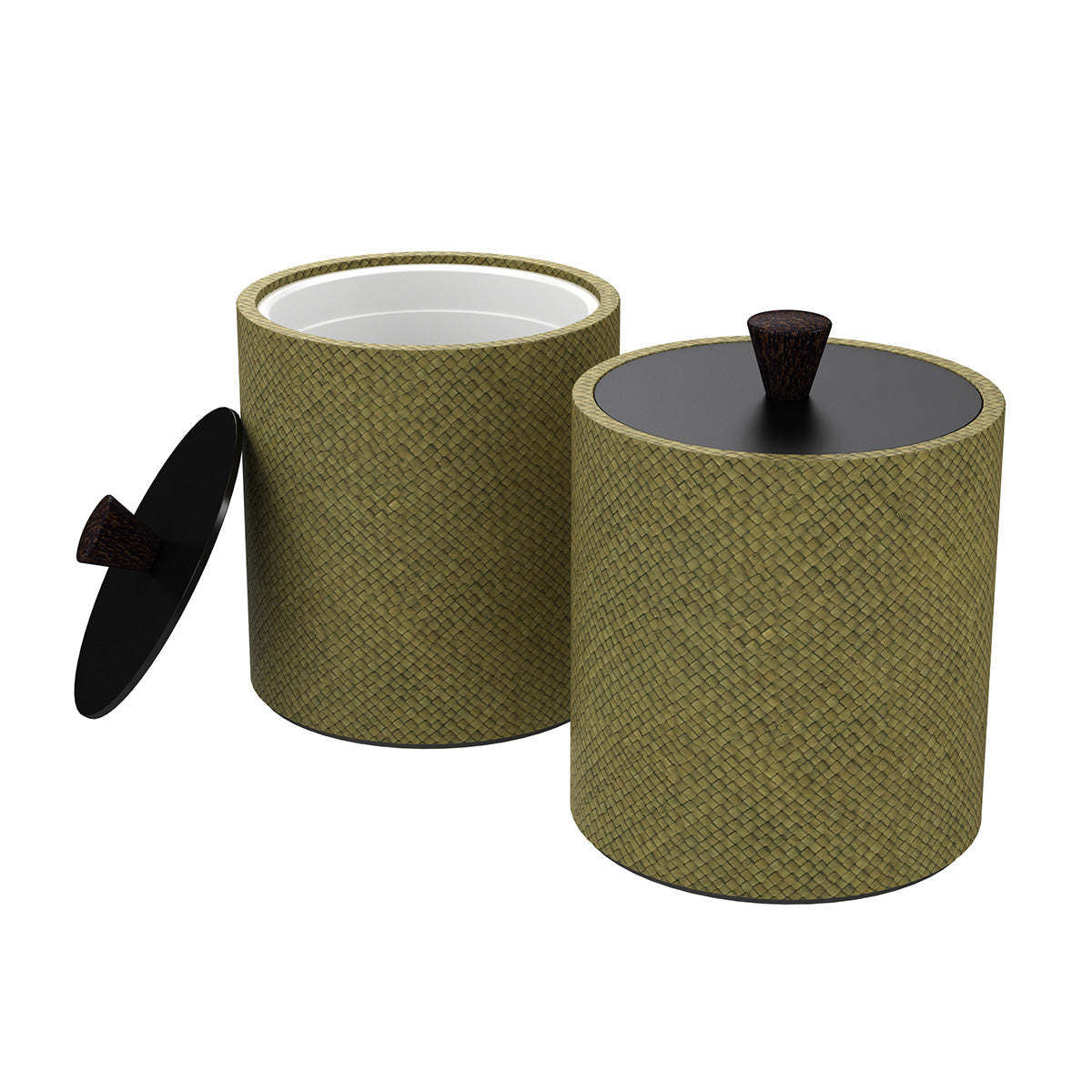 Large Round Ice Bucket w/ Wood Knob - Pandan - Signature Collection