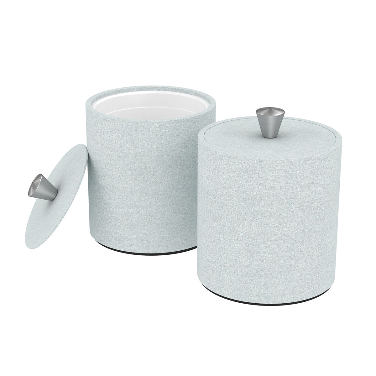 Large Round Ice Bucket w/ Aluminum Knob - Smooth Leather Match - Signature Collection