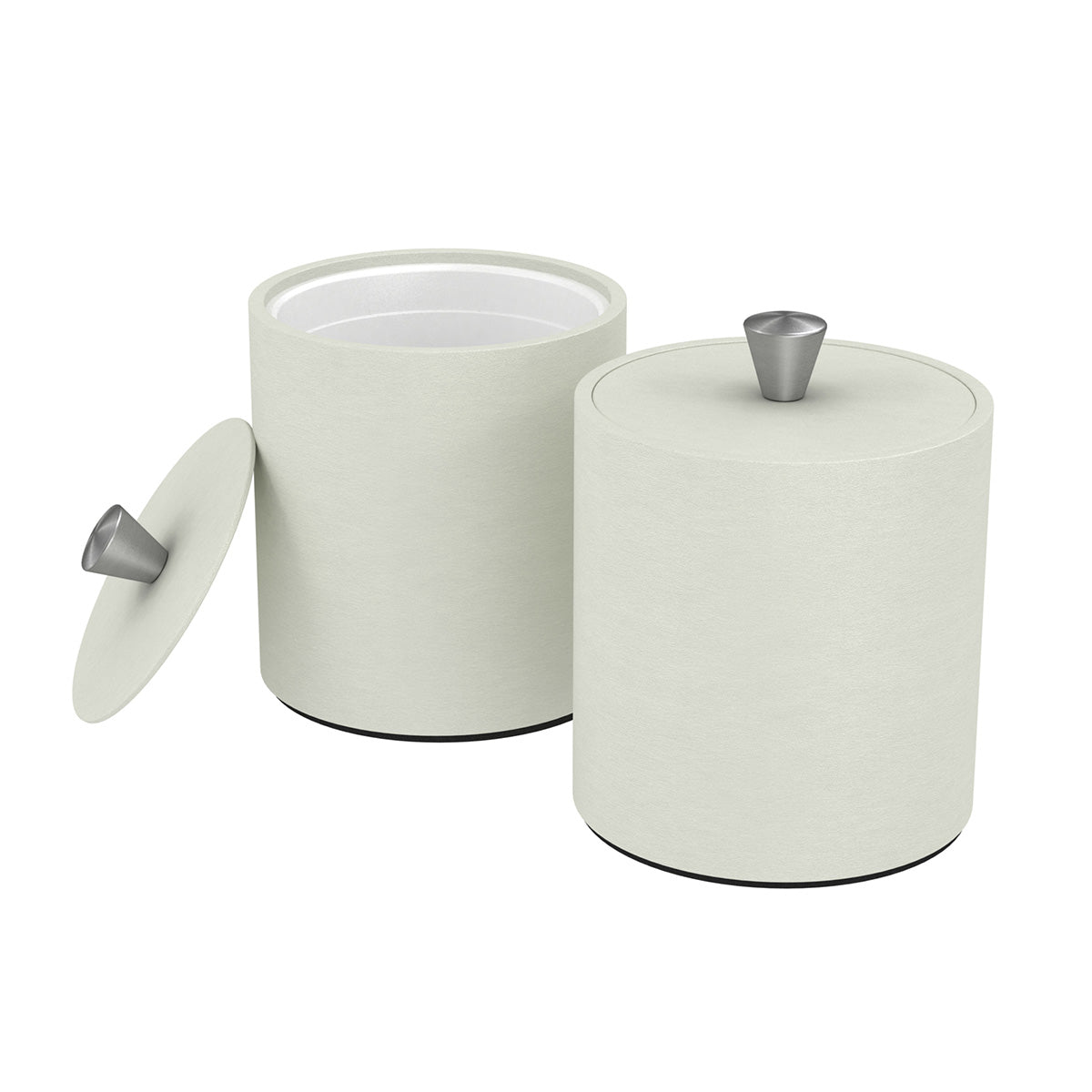 Large Round Ice Bucket w/ Aluminum Knob - Smooth Leather Match - Signature Collection