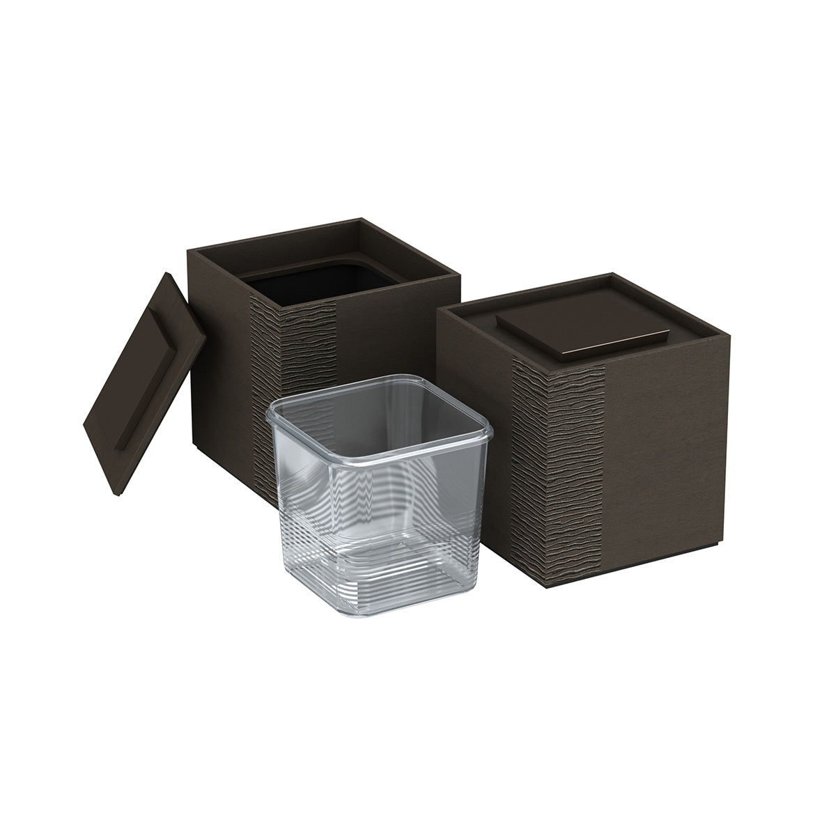 Cube Ice Bucket w/ Recessed Handle - Embroidered Leather Match - Signature Collection