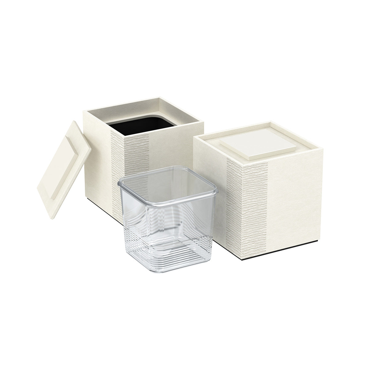 Cube Ice Bucket w/ Recessed Handle - Embroidered Leather Match - Signature Collection