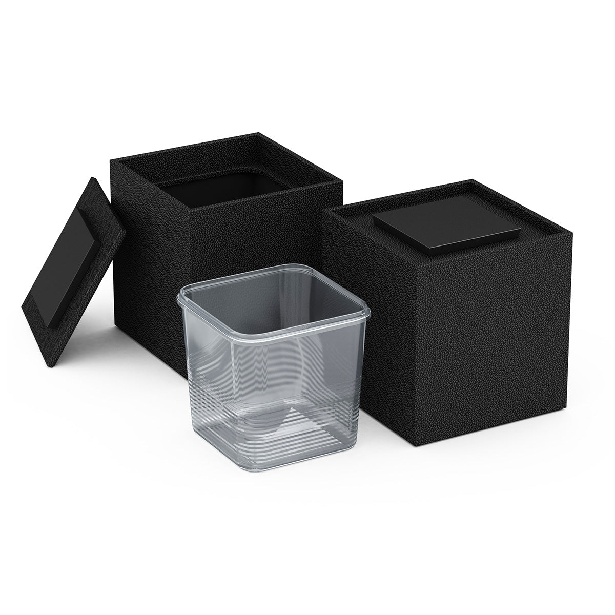 Cube Ice Bucket w/ Recessed Handle - Faux Shagreen Leather Match - Signature Collection