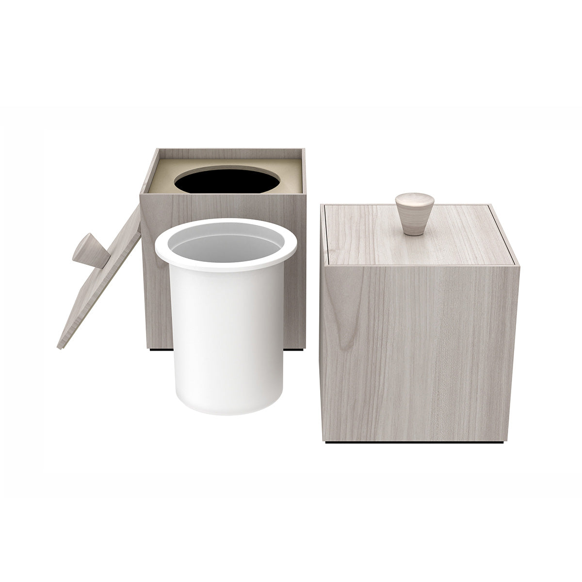 Cube Ice Bucket w/ Wood Knob - Heritage Wood - Signature Collection