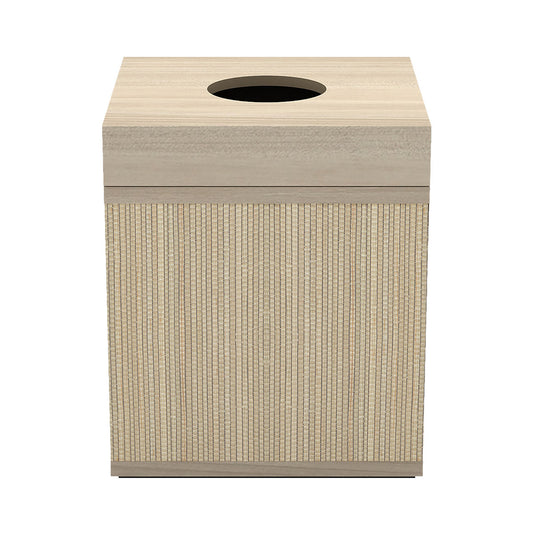 Tissue Box Cover w/ Base and Wood Trim - Classic Mendong w/ Wood Trim - Quick Ship