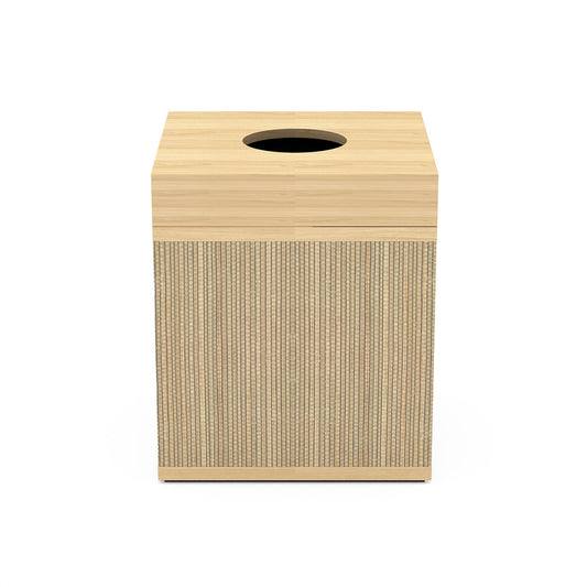 Tissue Box Cover - Classic Mendong w/ Wood Trim - Signature Collection