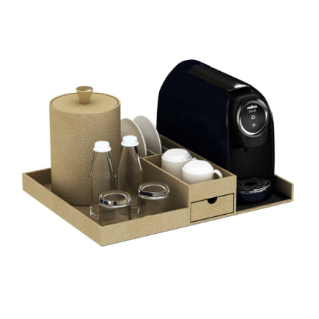 Coffee / Tea Condiment Tray with Small Drawer